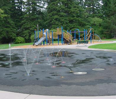Spray park next to the playground at Fairhaven Park.