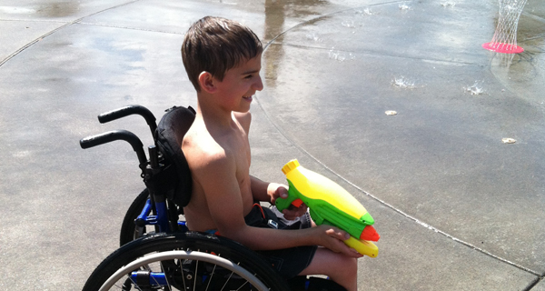Another angle on the Fir Street Park splash area and surrounding park space.