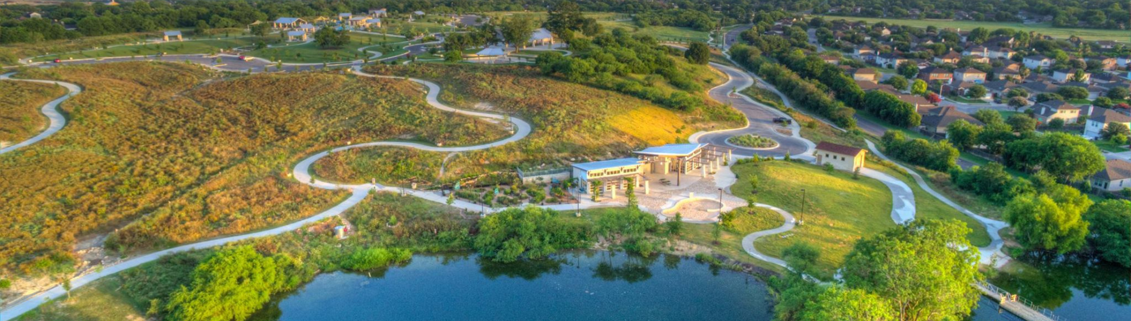 Aerial view of Fischer Park in New Braunfels.