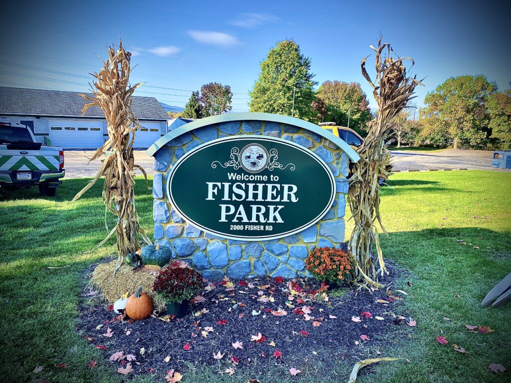 Fisher Park splash pad water feature area in Mechanicsburg.