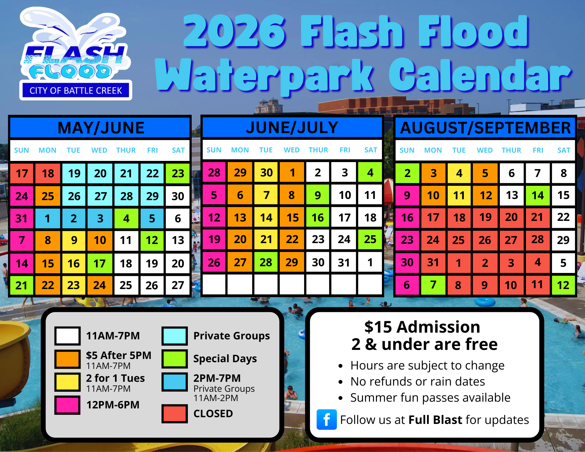 Flash Flood Waterpark calendar or header image.