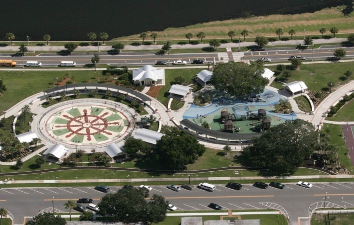 Play and park amenities at Fort Mellon Park.