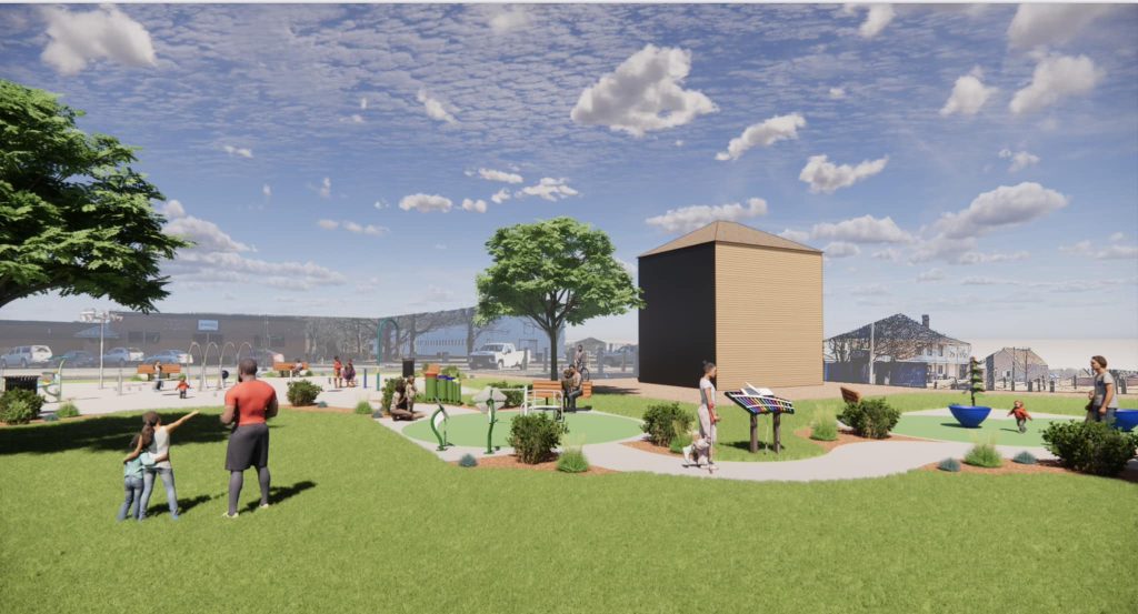 Rendering of Fort Scott Splash Pad and Sensory Park.