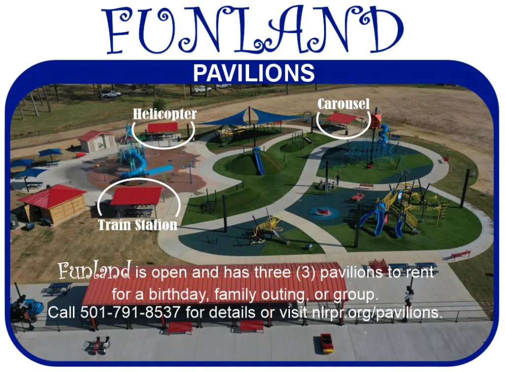 Pavilions beside Funland in Burns Park.