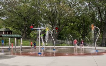 Water-play equipment at Greenwood Spray Park.