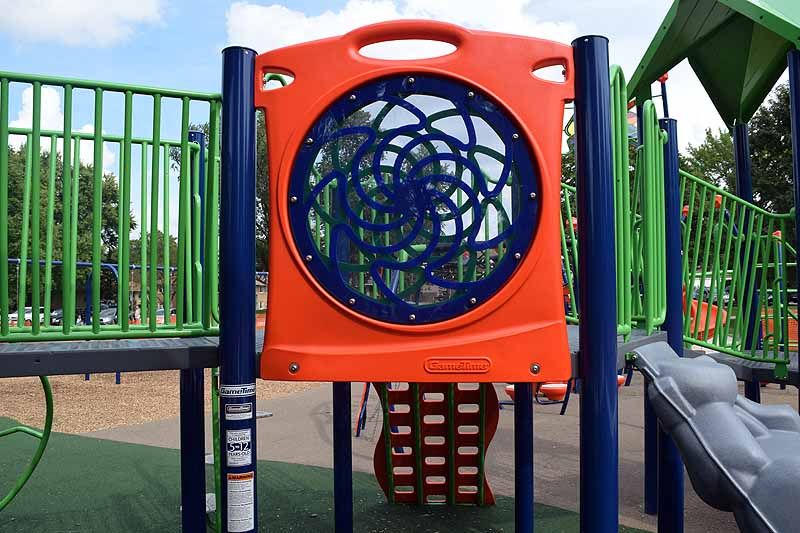 Children playing in the Hessel Park splash area