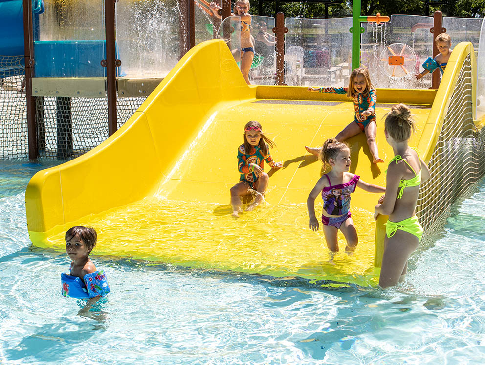 Small slide area for younger children at Huether Family Aquatics Center.