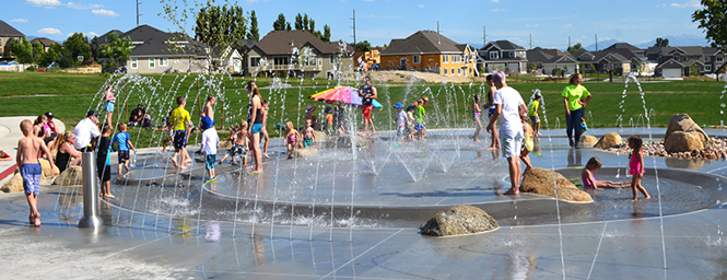 Ivory Ridge Splash Pad water play area in Lehi.