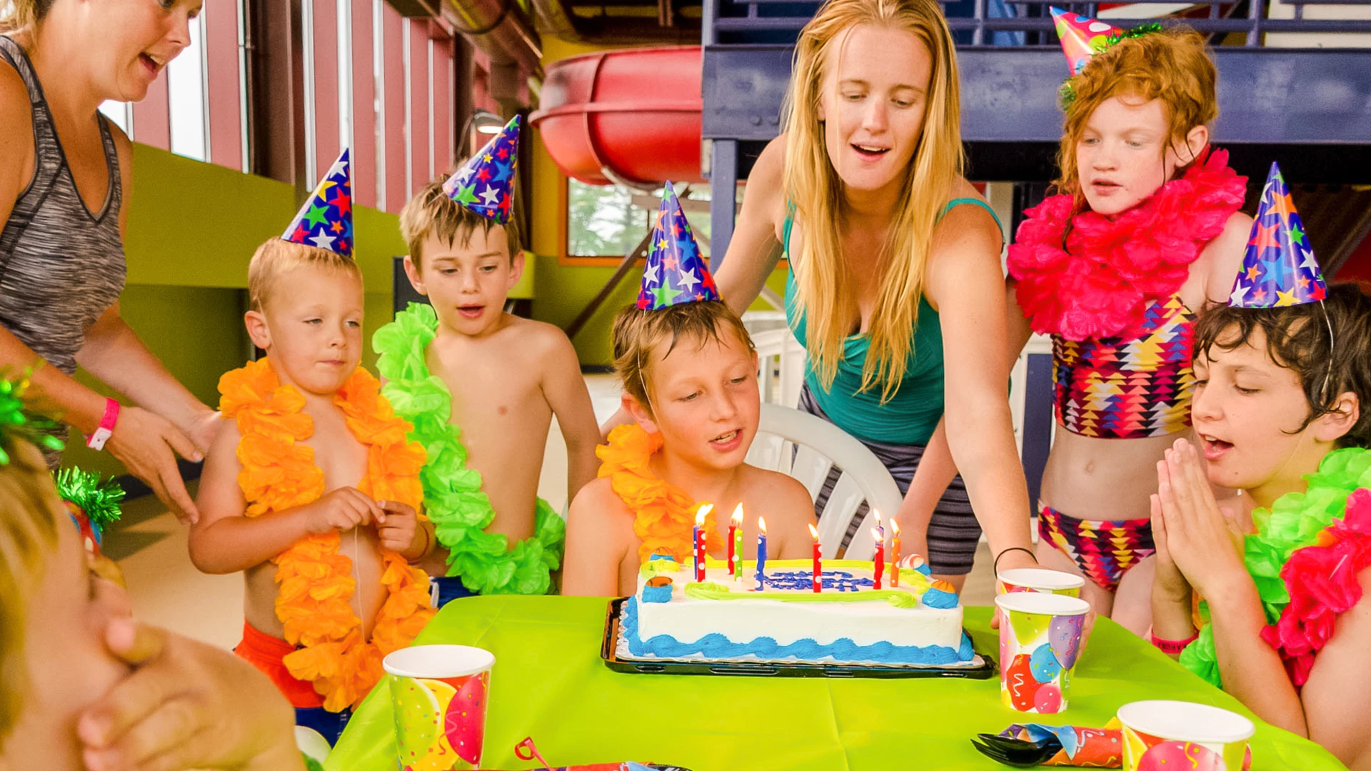 Indoor family water-play scene at Kahuna Laguna.