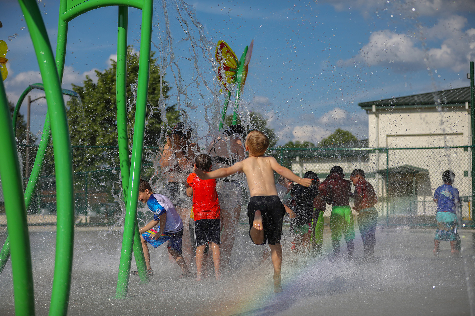 Opening-day view of the Kenneth Herb Greenlee Splash Pad.