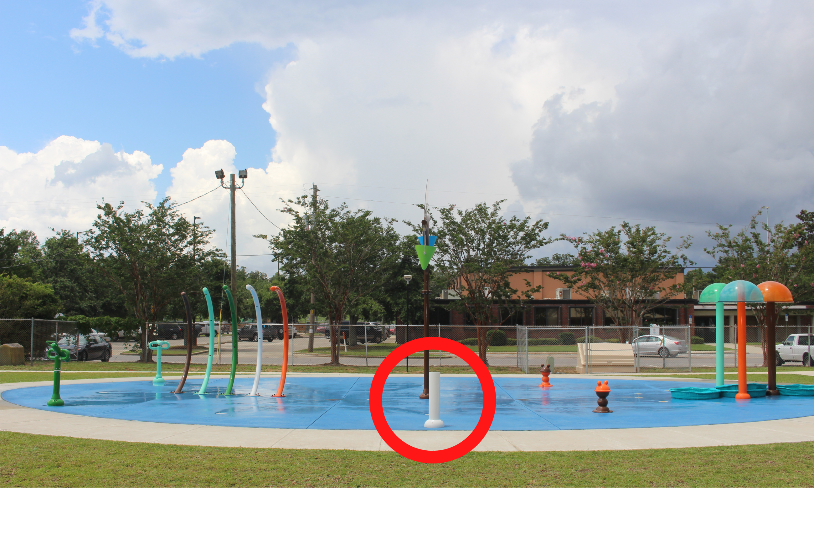 Activation button at the Legion Field splash pad.