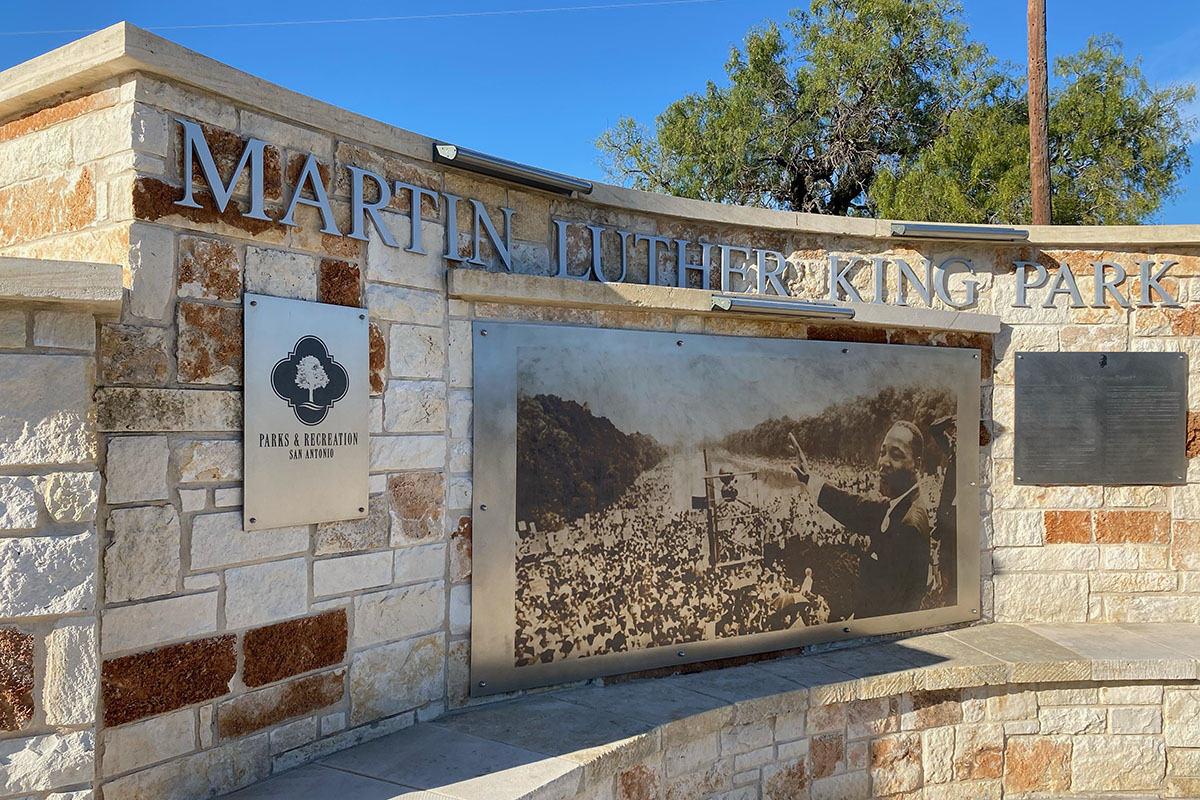 Martin Luther King Park sign.