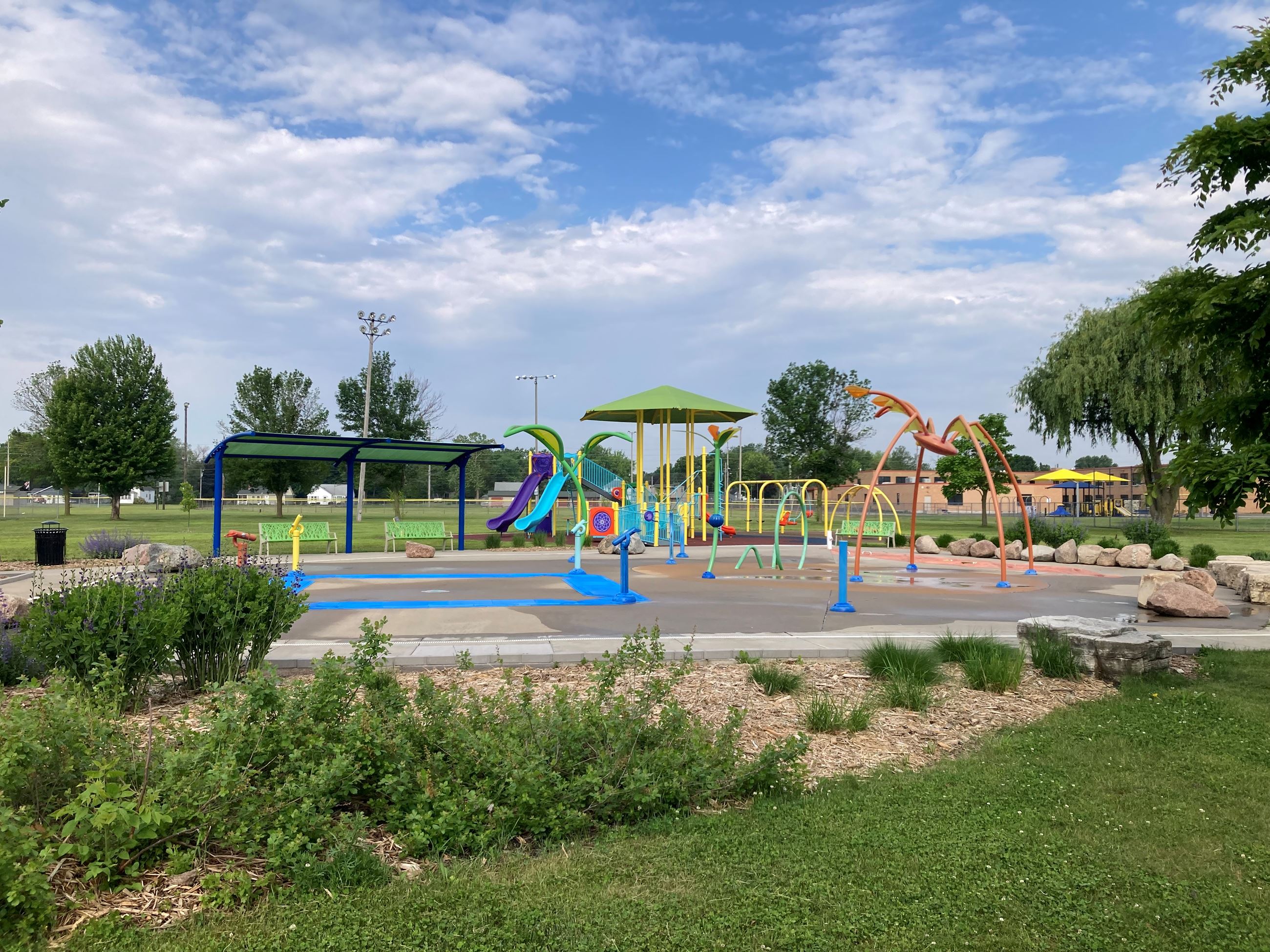 View of Mead Splash Pad play area in Wisconsin Rapids.
