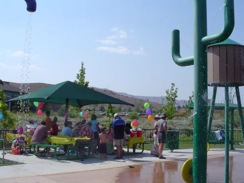 Covered pavilion at Melio Gaspari Splash Park.