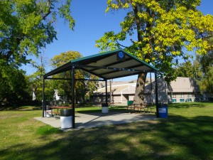 Shelter area at Miller Park near the spray feature.