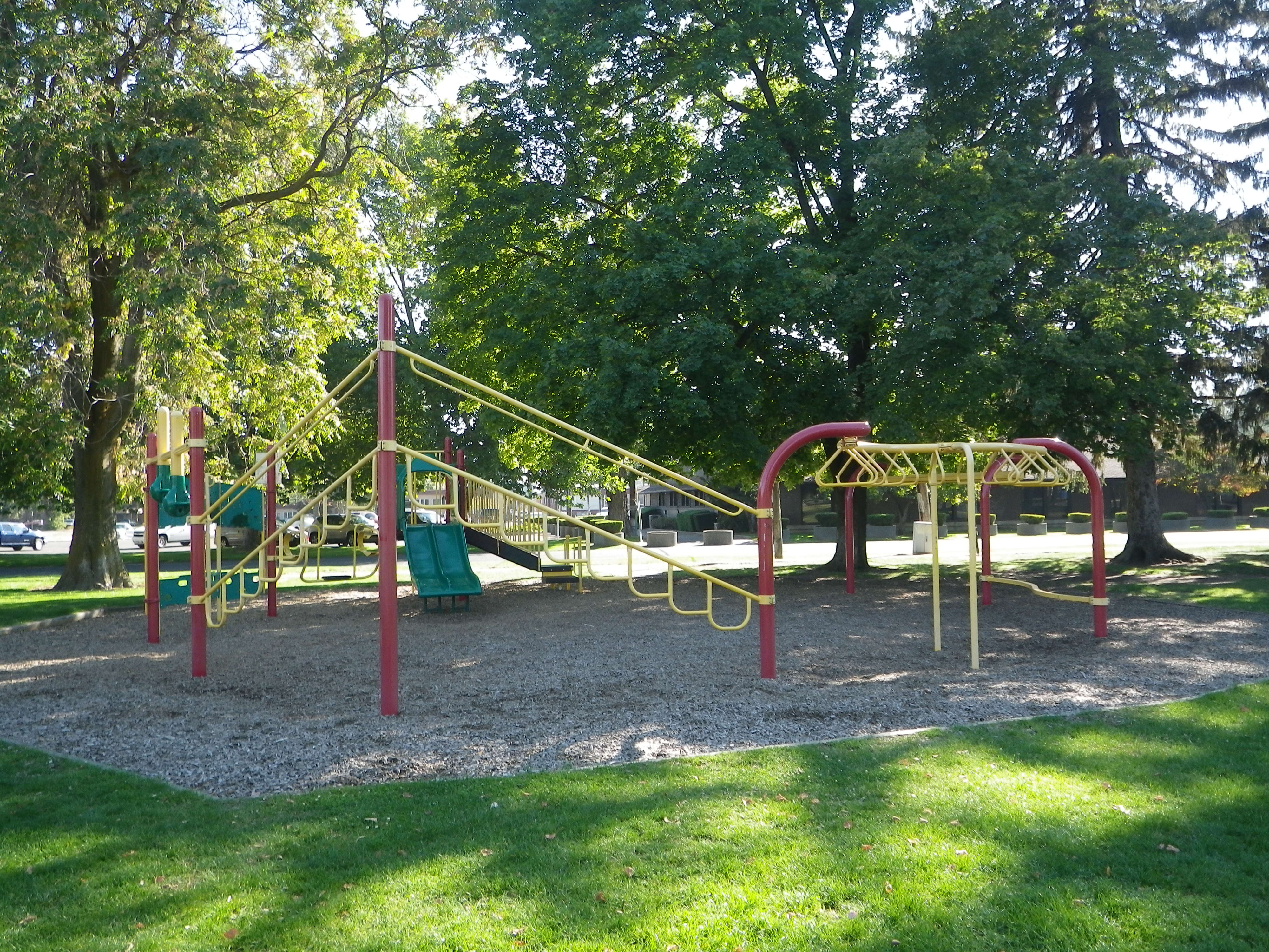 Playground at Miller Park beside the spray feature area.