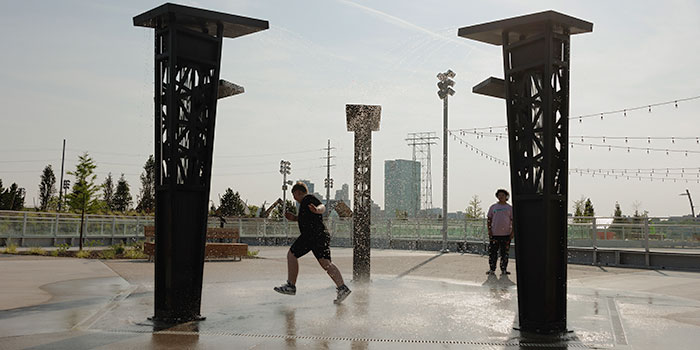 Rain Towers water-play sculptures at Glass City Metropark.