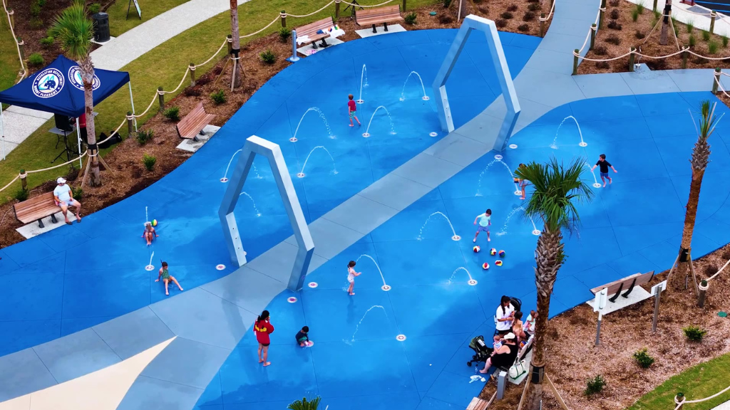 Children's splash features at Mount Pleasant Splash Pad.