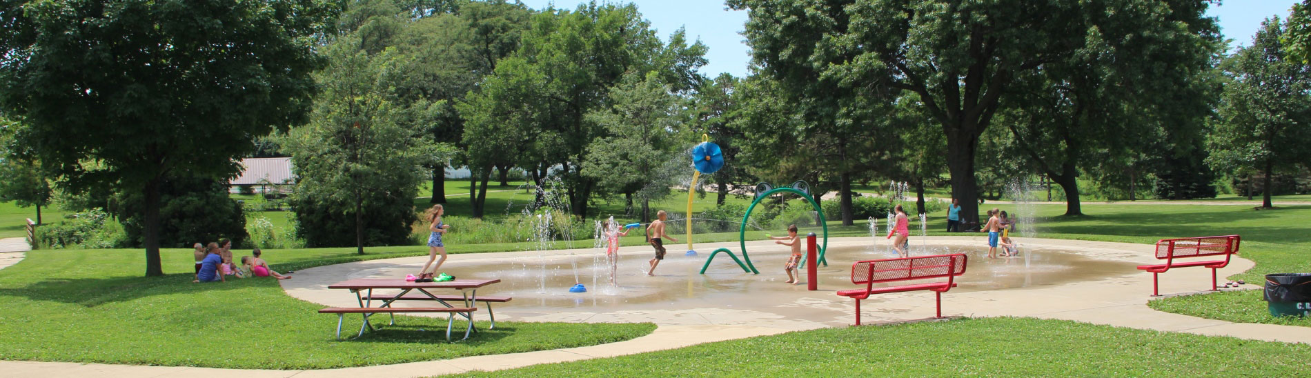 Children enjoying the splash pad at Noelridge Park.