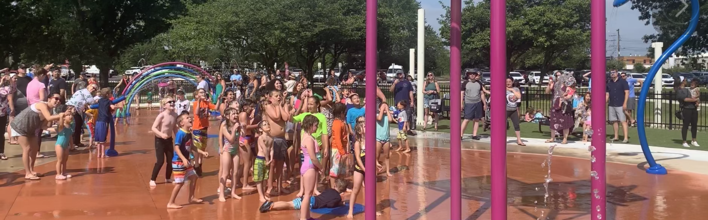 Splash pad water-play area at Normandy Oaks Park.