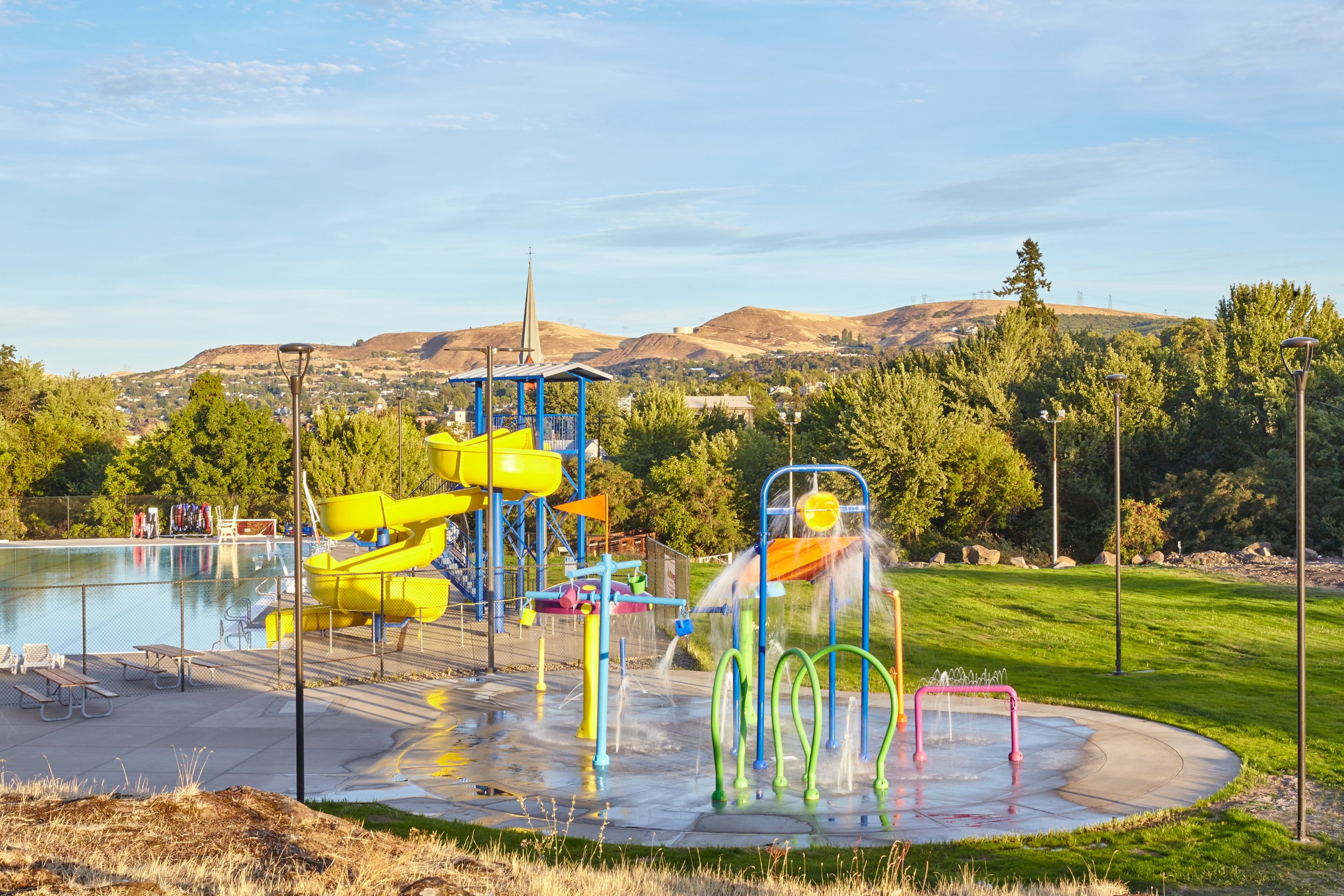 Official photo of the splash pad at the Northern Wasco County Aquatic Center.