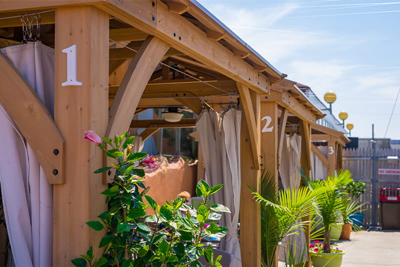 Private shaded cabanas at OC Waterpark.