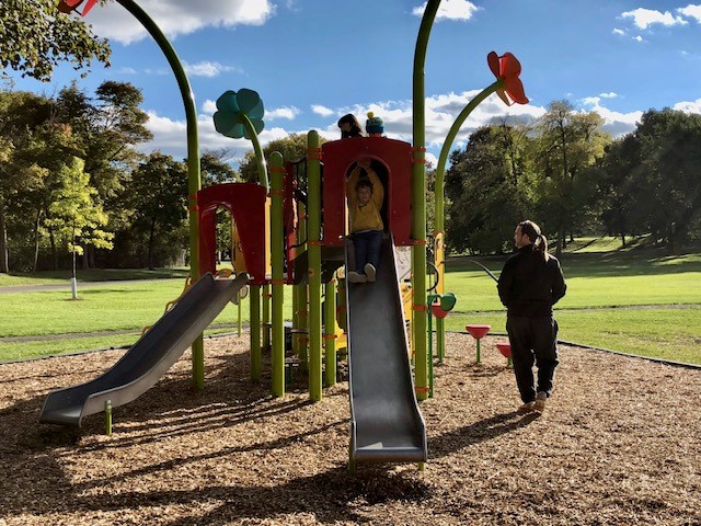 Play area near the spray feature at Lower Onondaga Park.