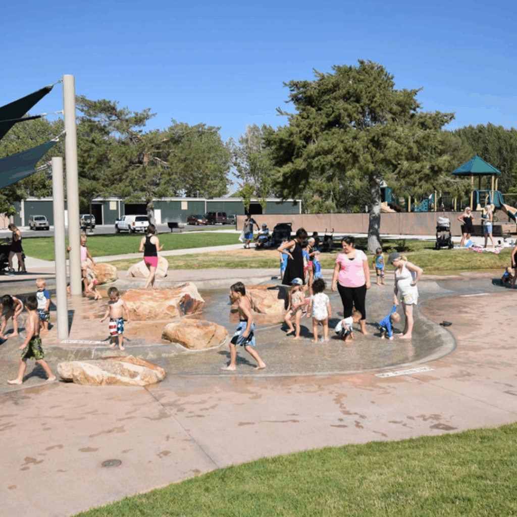 Water play area at Palisade Park in Orem.