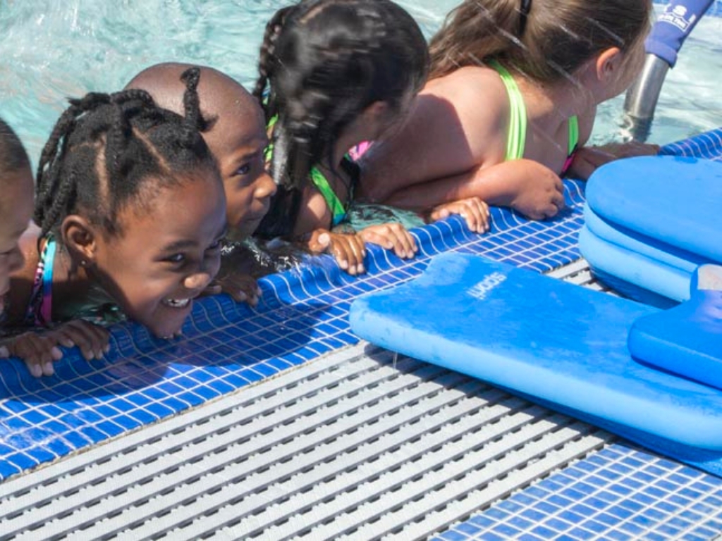 Swim lesson or recreation area at Palm Desert Aquatic Center.