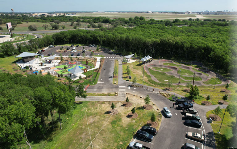 Aerial view of Pearsall Park.
