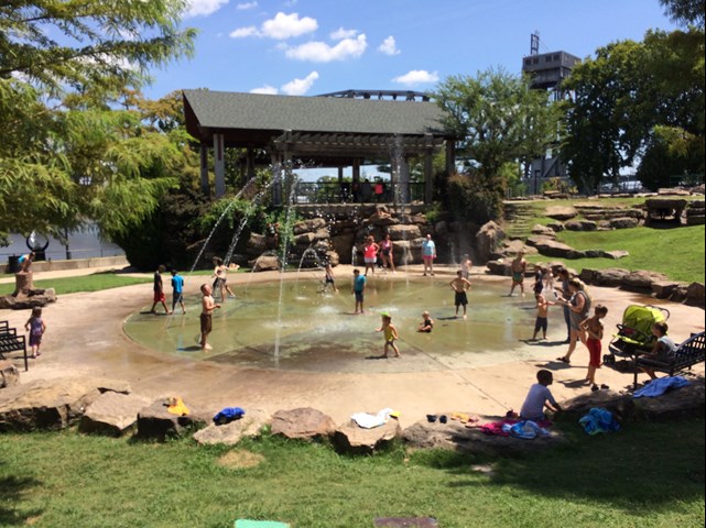 Riverfront Park Peabody splash pad in Little Rock.