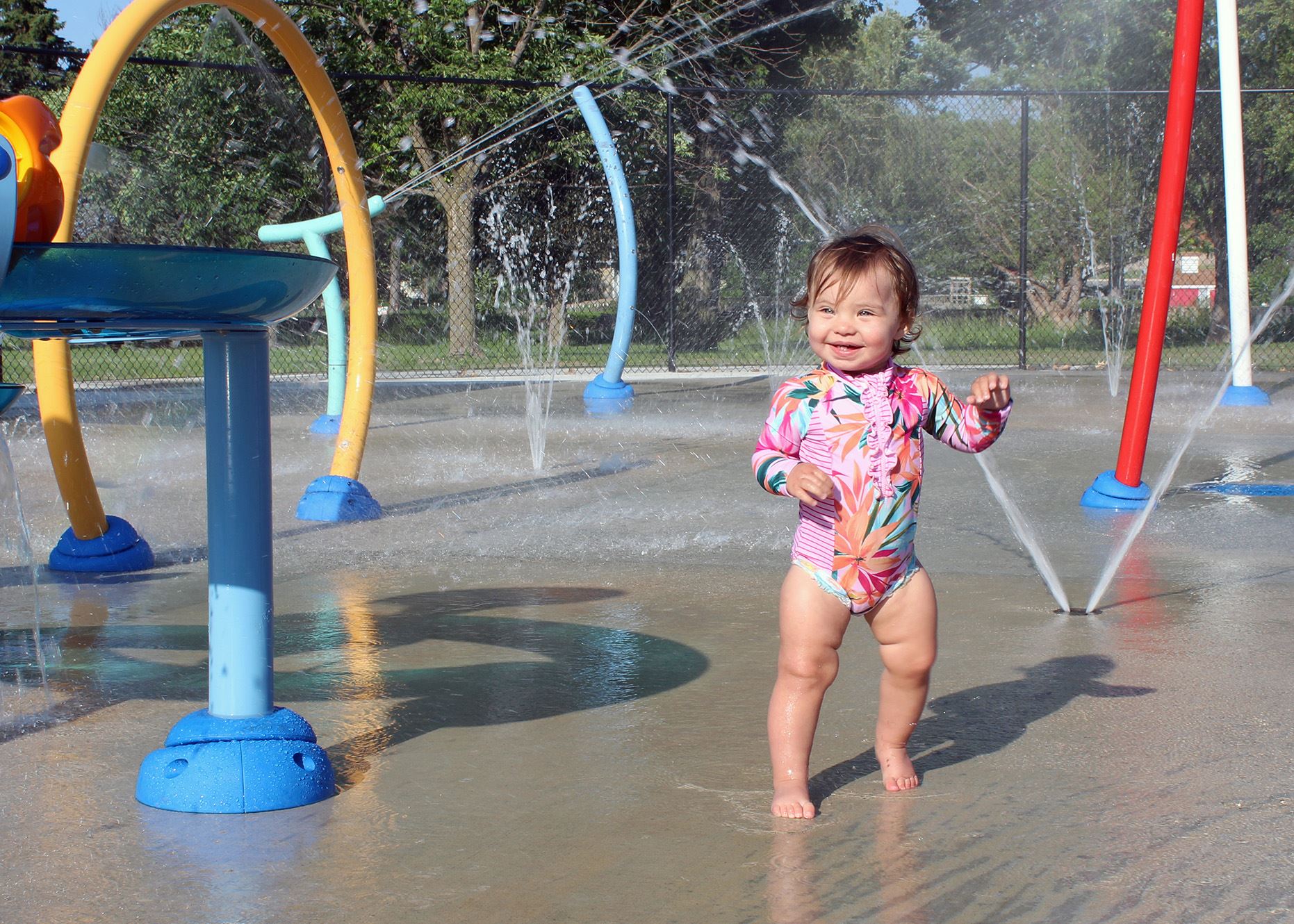Another angle of the Riverside Riverslide splash pad in Moline.