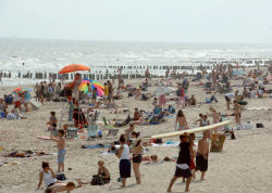 Rockaway Beach shoreline and boardwalk.