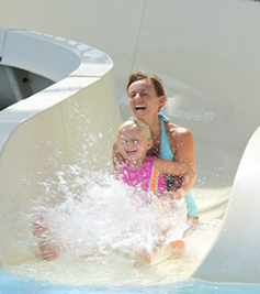Tall slide tower at Runaway Rapids.