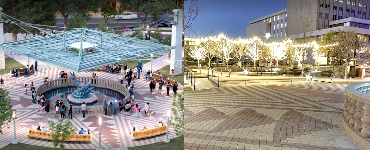 San Jacinto Plaza reservable area in downtown El Paso.