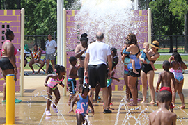 Additional splash features at Shiloh Splash Park.