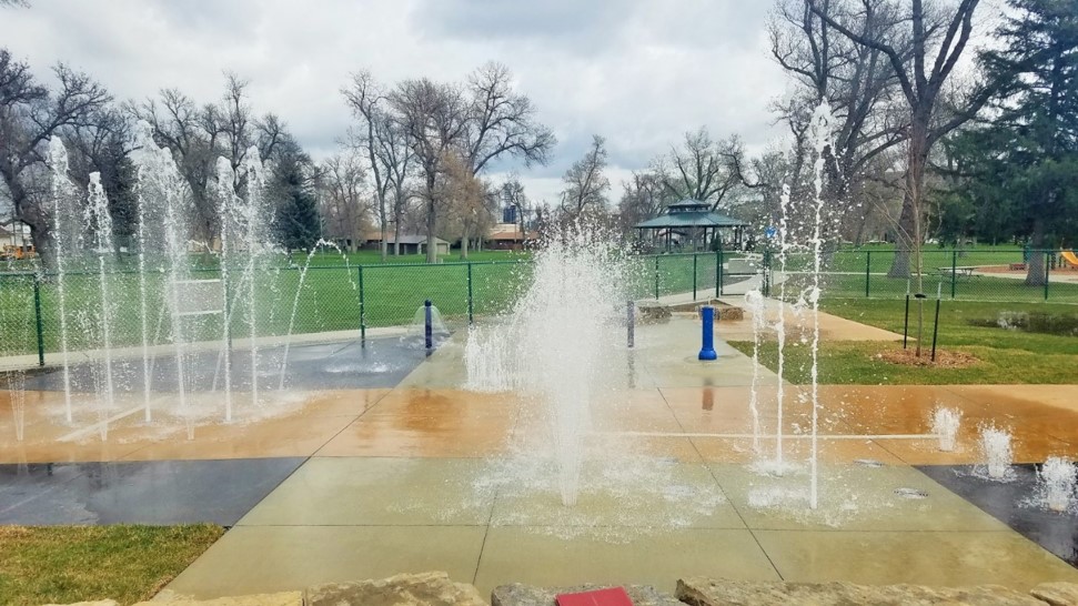 Splash pad play area at South Park in Billings.