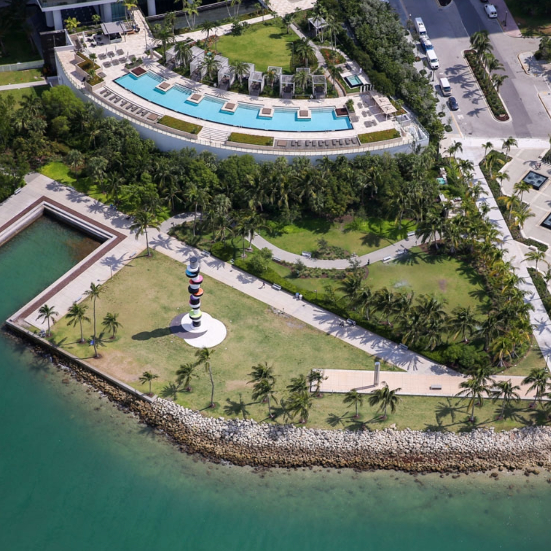 Aerial view of South Pointe Park in Miami Beach.