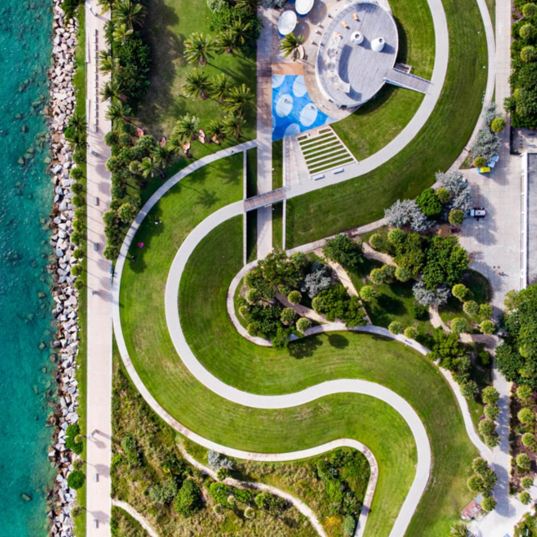 Additional aerial view of South Pointe Park.