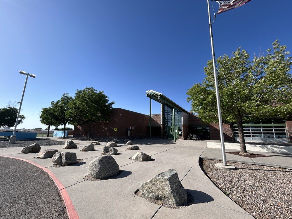Cesar Chavez Community Center exterior at Phil Chacon Park in Albuquerque.