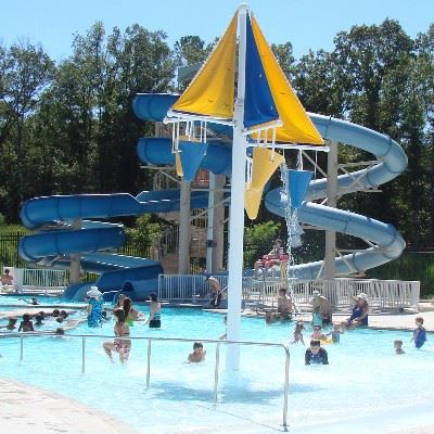 Overview of Splash Zone at Frances Meadows Aquatic Center.