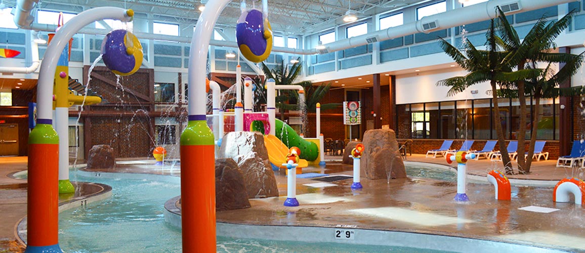 Waterplay features at Splash Zone Waterpark.