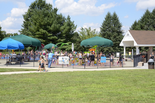 Children using the sprayground at Dorbrook Recreation Area.