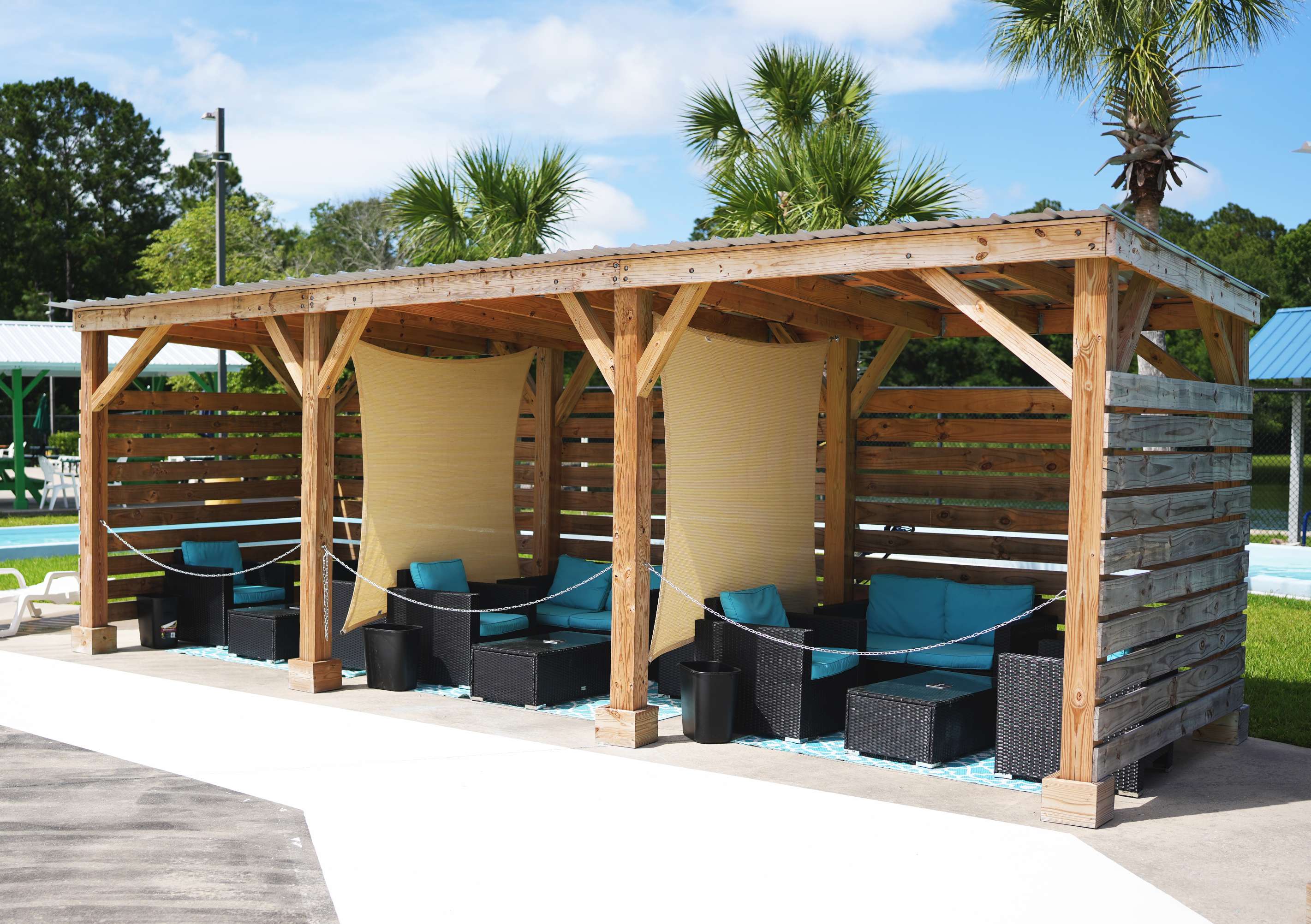 Cabana rental area at St. Marys Aquatic Center.