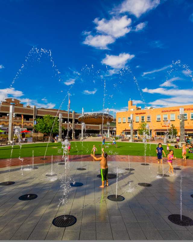 Interactive fountains at Main Street Square in downtown Rapid City.