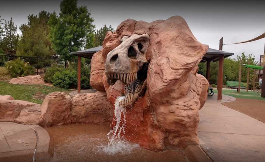 Play structures and themed environment at Thunder Junction.