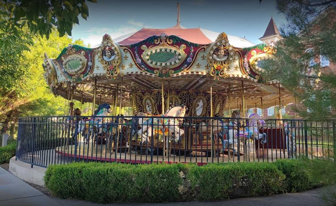 Town Square park setting with splash features and seating.