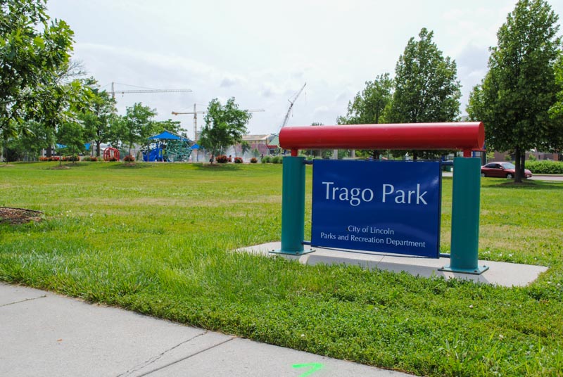 Entrance sign at Trago Park in Lincoln.