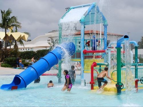 Water playground equipment at Ventura Aquatic Center.