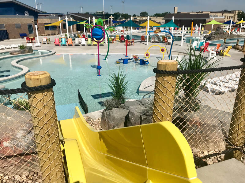 View of Witter Park water features and deck space.